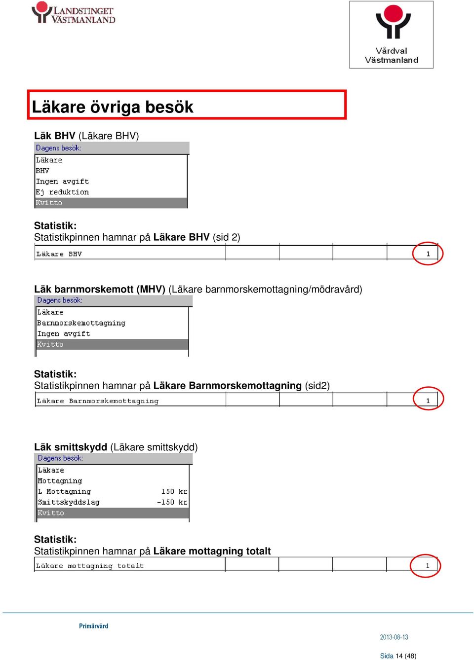 Statistikpinnen hamnar på Läkare Barnmorskemottagning (sid2) Läk smittskydd