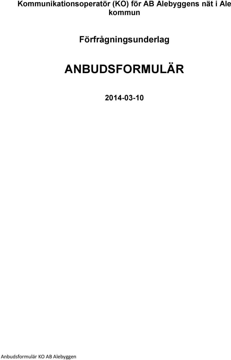 kommun Förfrågningsunderlag