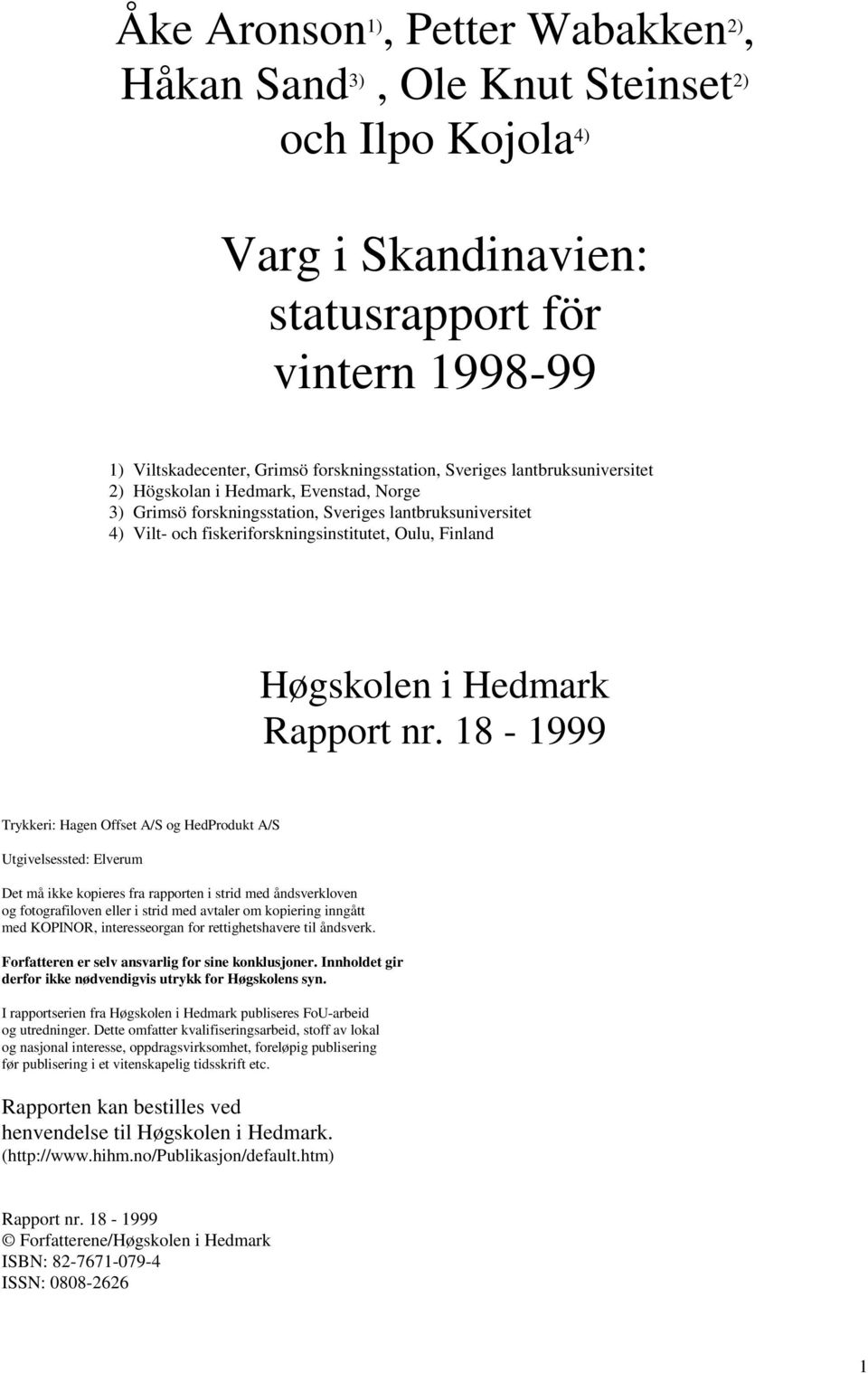 Hedmark Rapport nr.