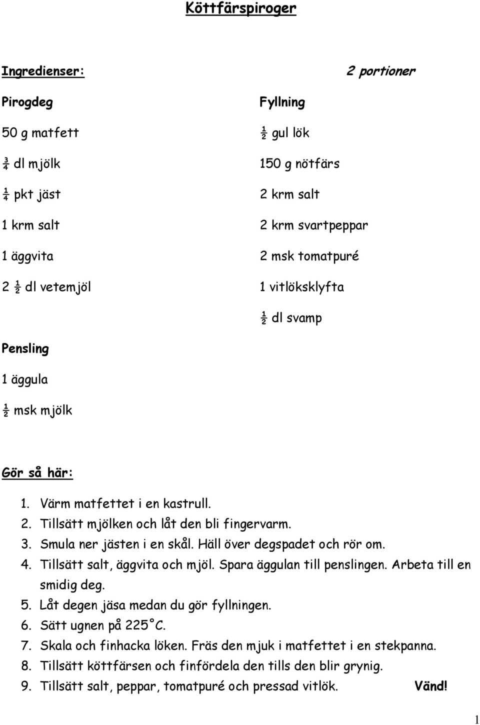 Häll över degspadet och rör om. 4. Tillsätt salt, äggvita och mjöl. Spara äggulan till penslingen. Arbeta till en smidig deg. 5. Låt degen jäsa medan du gör fyllningen. 6.