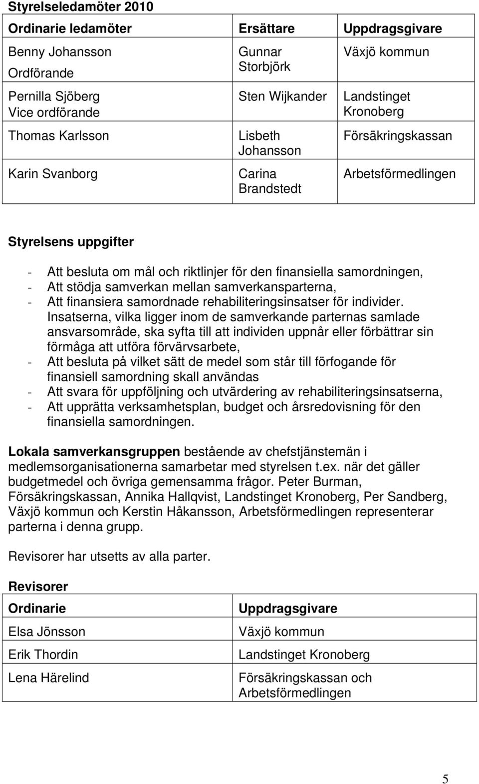 stödja samverkan mellan samverkansparterna, - Att finansiera samordnade rehabiliteringsinsatser för individer.