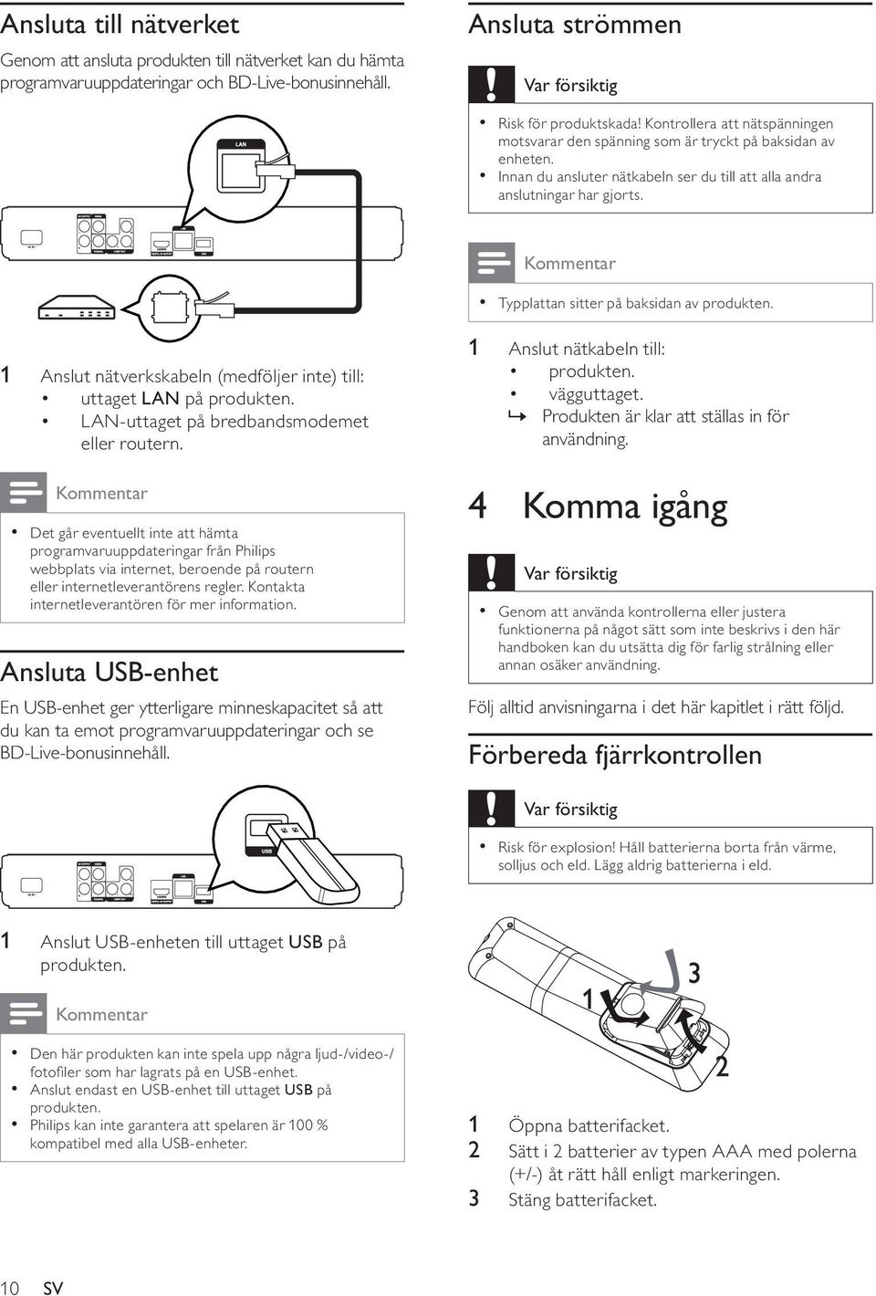 Typplattan sitter på baksidan av produkten. 1 Anslut nätverkskabeln (medföljer inte) till: uttaget LAN på produkten. LAN-uttaget på bredbandsmodemet eller routern.