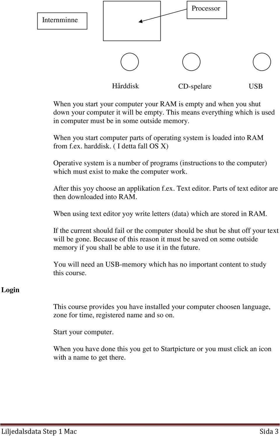 ( I detta fall OS X) Operative system is a number of programs (instructions to the computer) which must exist to make the computer work. After this yoy choose an applikation f.ex. Text editor.