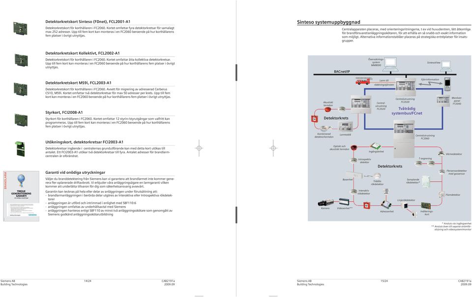 Sinteso systemuppbyggnad Centralapparaten placeras, med orienteringsritningar na, t ex vid huvudentren, lätt åtkomliga för brandförsvaret/anläggningsskötaren, för att erhålla en så snabb och exakt