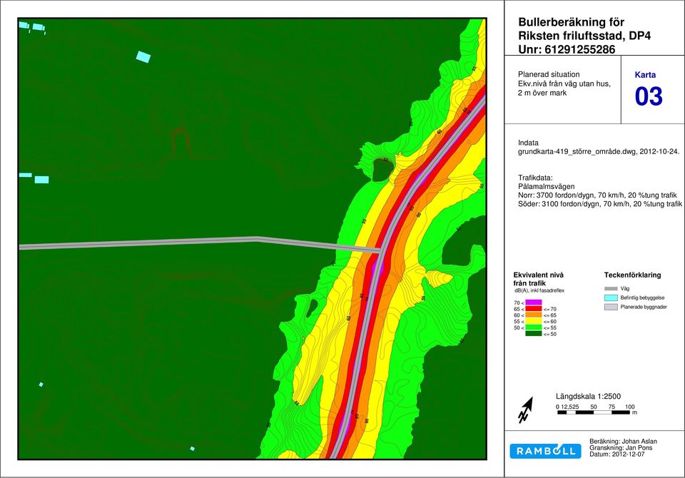 dwg enligt Pålaalsvägen inforation från Raböll 11-02-22 Norr: 225 30 - ÅDT fordon/dygn, 80-10% k/h, tung trafik 20 %tung - k/h trafik Nyblev.