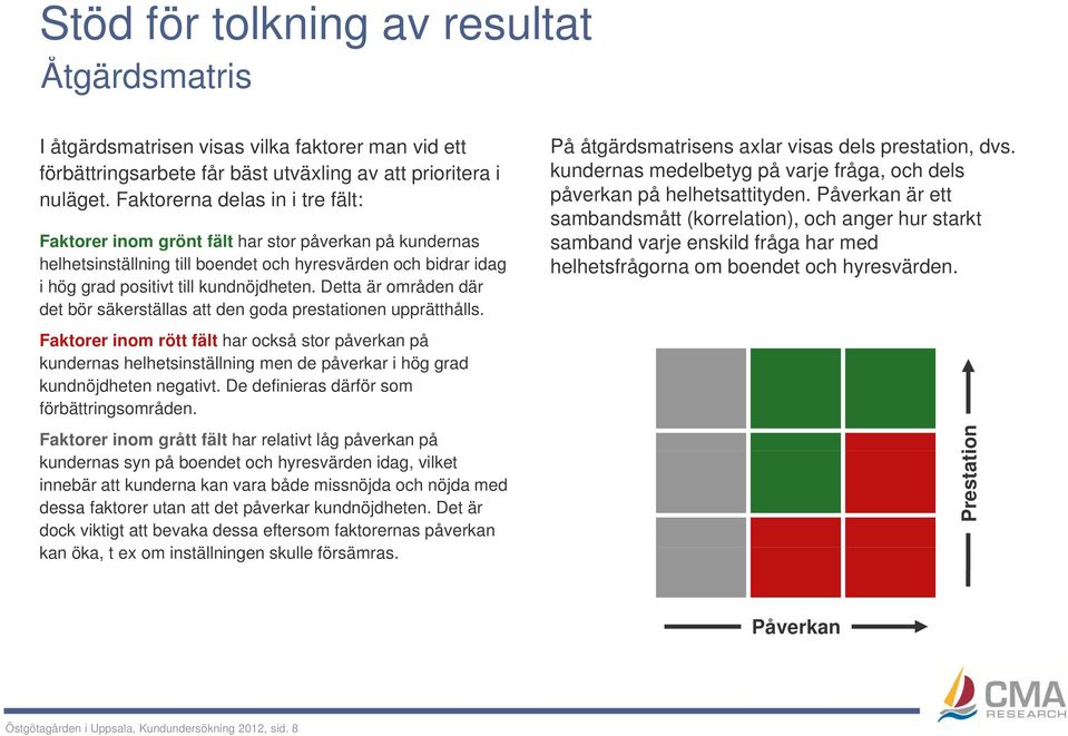 Detta är områden där det bör säkerställas att den goda prestationen upprätthålls.