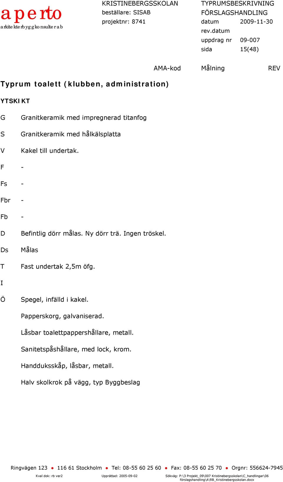 ast undertak 2,5m öfg. pegel, infälld i kakel. Papperskorg, galvaniserad.