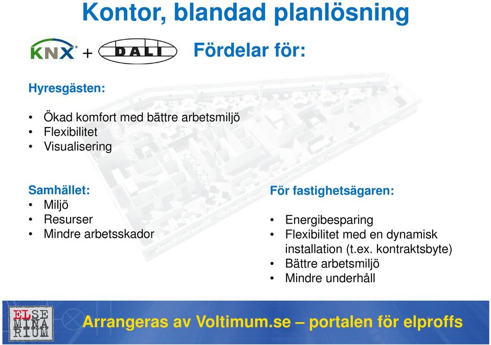 Mindre arbetsskador För fastighetsägaren: Energibesparing Flexibilitet med