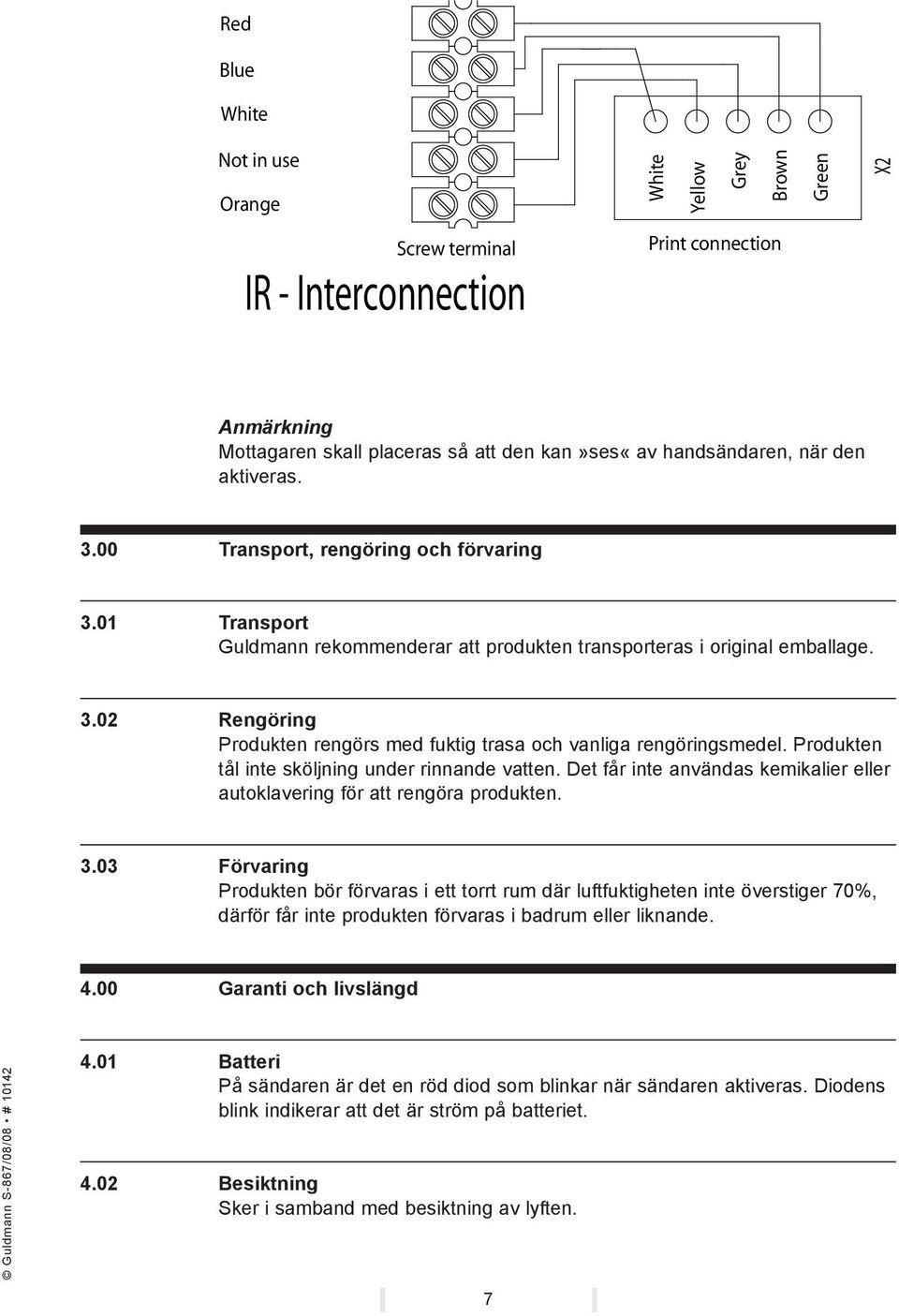 Produkten tål inte sköljning under rinnande vatten. Det får inte användas kemikalier eller autoklavering för att rengöra produkten. 3.