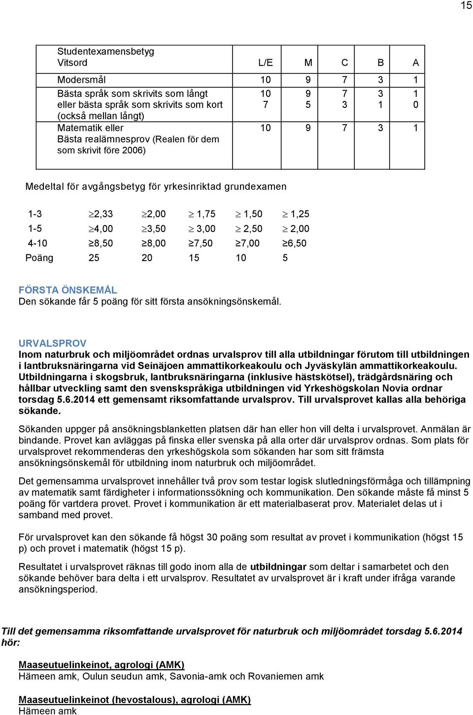 7,50 7,00 6,50 Poäng 25 20 15 10 5 FÖRSTA ÖNSKEMÅL Den sökande får 5 poäng för sitt första ansökningsönskemål.