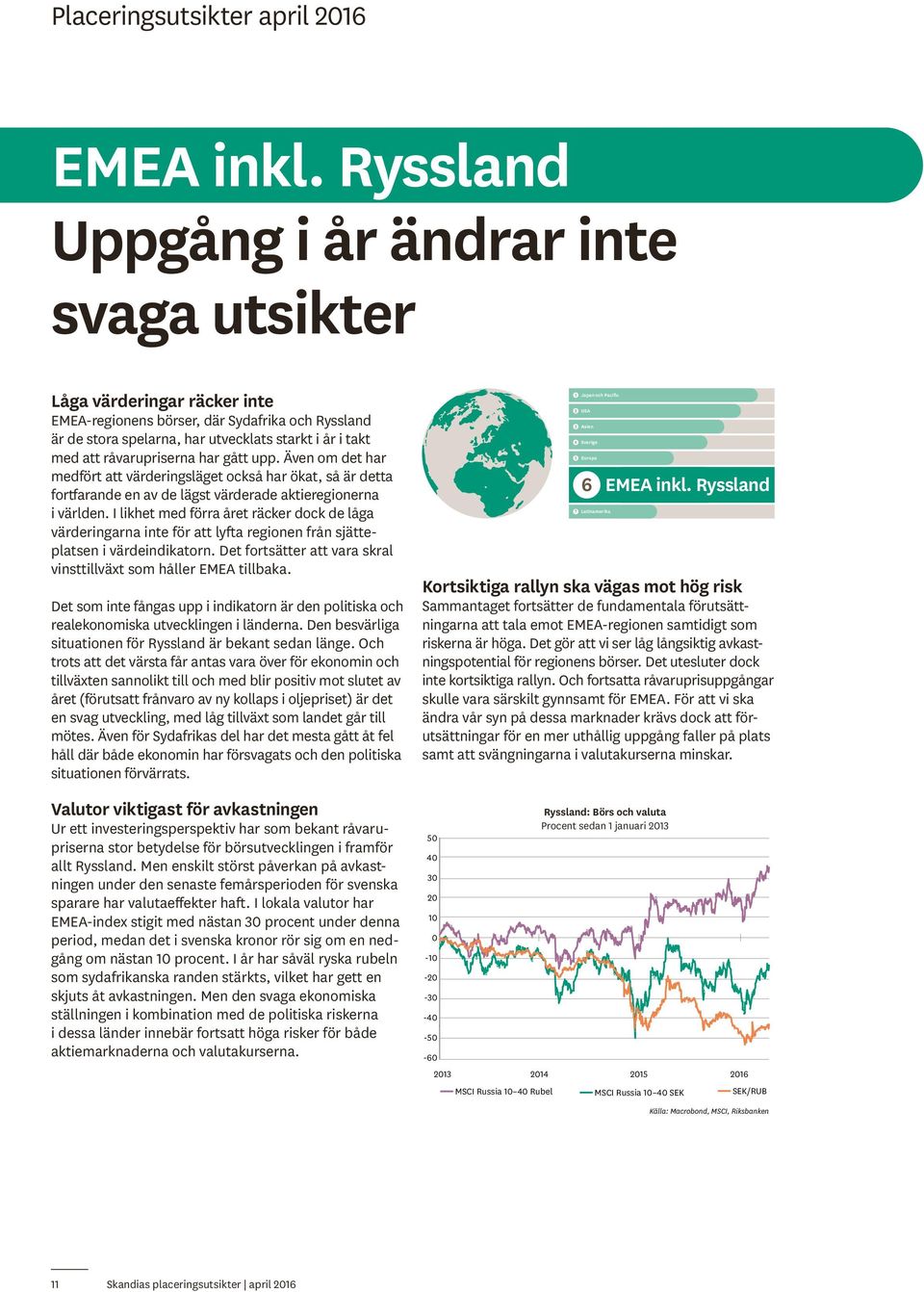 råvarupriserna har gått upp. Även om det har medfört att värderingsläget också har ökat, så är detta fortfarande en av de lägst värderade aktieregionerna i världen.