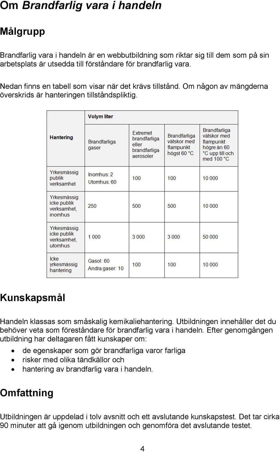 Utbildningen innehåller det du behöver veta som föreståndare för brandfarlig vara i handeln.