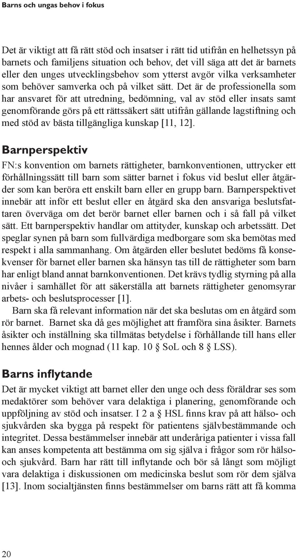 Det är de professionella som har ansvaret för att utredning, bedömning, val av stöd eller insats samt genomförande görs på ett rättssäkert sätt utifrån gällande lagstiftning och med stöd av bästa