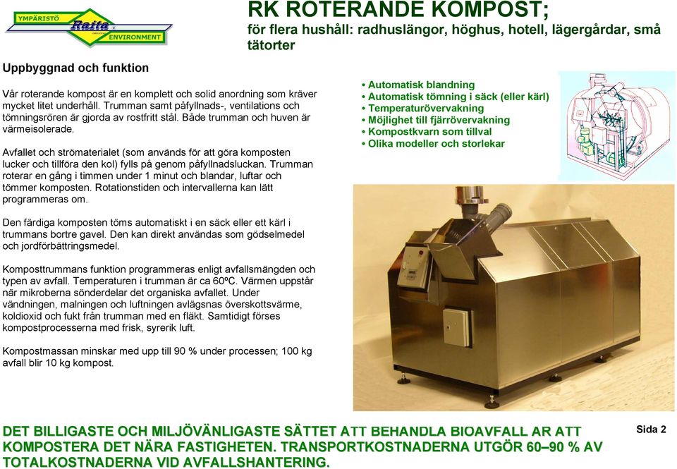 Avfallet och strömaterialet (som används för att göra komposten lucker och tillföra den kol) fylls på genom påfyllnadsluckan.