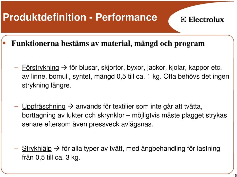 Uppfräschning används för textilier som inte går att tvätta, borttagning av lukter och skrynklor möjligtvis måste plagget