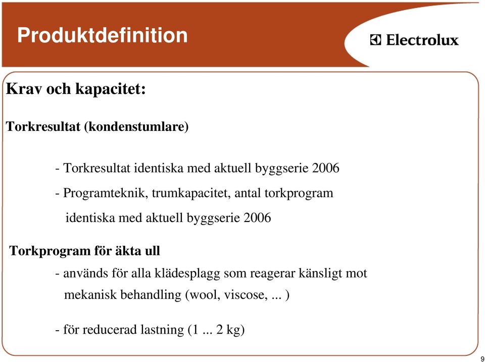 identiska med aktuell byggserie 2006 Torkprogram för äkta ull - används för alla