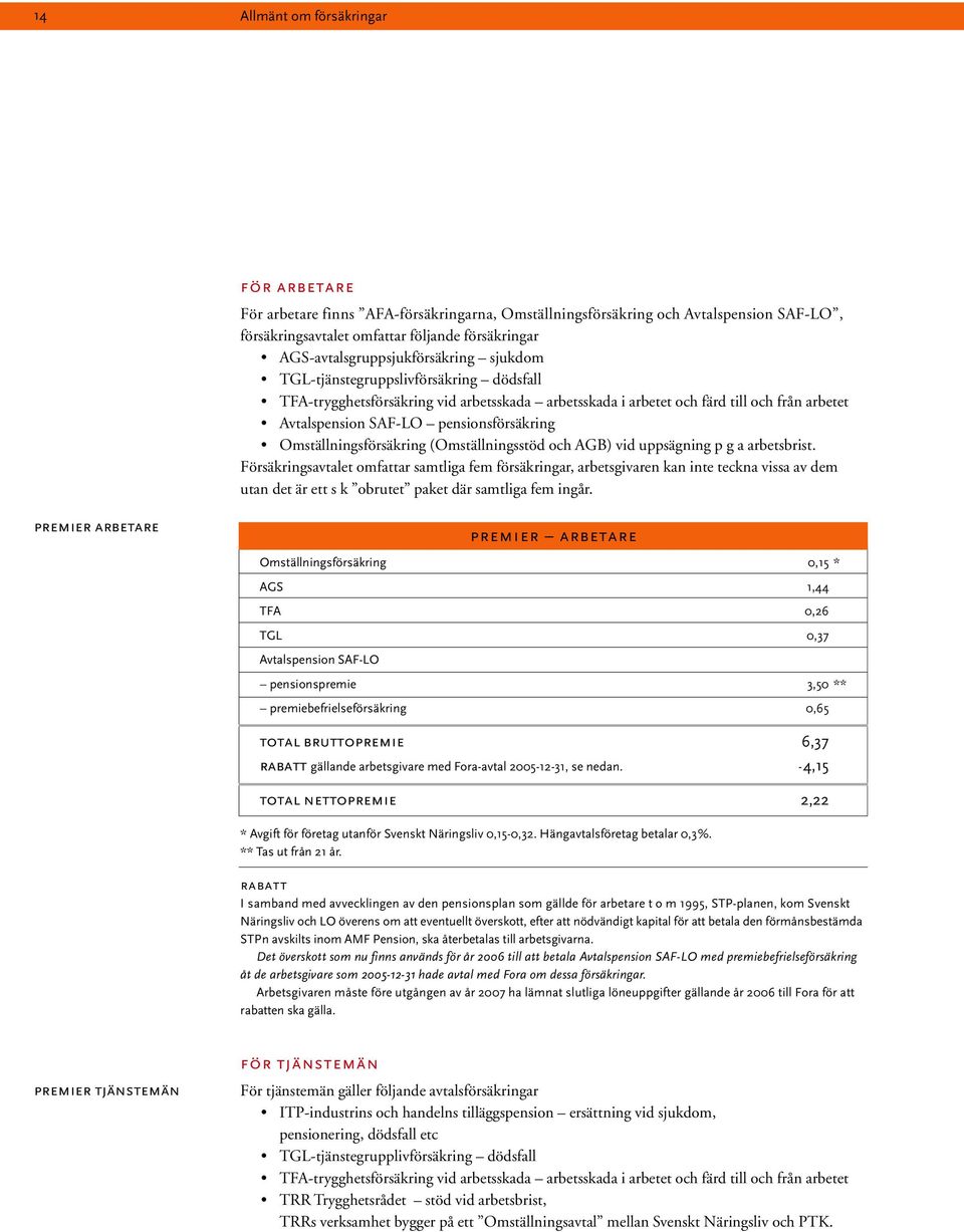 pensionsförsäkring Omställningsförsäkring (Omställningsstöd och AGB) vid uppsägning p g a arbetsbrist.