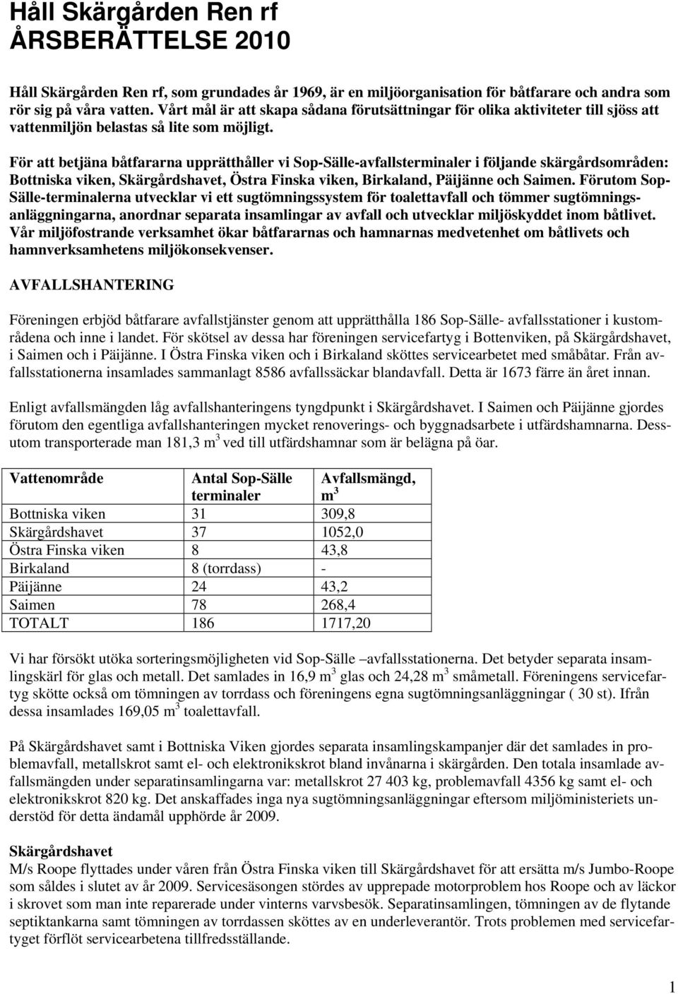 För att betjäna båtfararna upprätthåller vi Sop-Sälle-avfallsterminaler i följande skärgårdsområden: Bottniska viken, Skärgårdshavet, Östra Finska viken, Birkaland, Päijänne och Saimen.