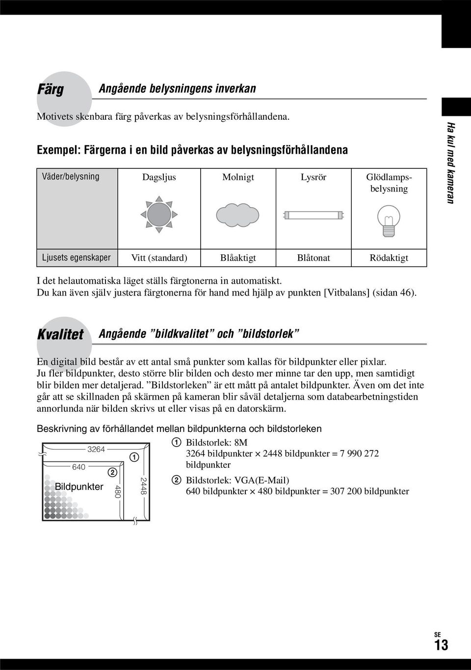 Rödaktigt I det helautomatiska läget ställs färgtonerna in automatiskt. Du kan även själv justera färgtonerna för hand med hjälp av punkten [Vitbalans] (sidan 46).