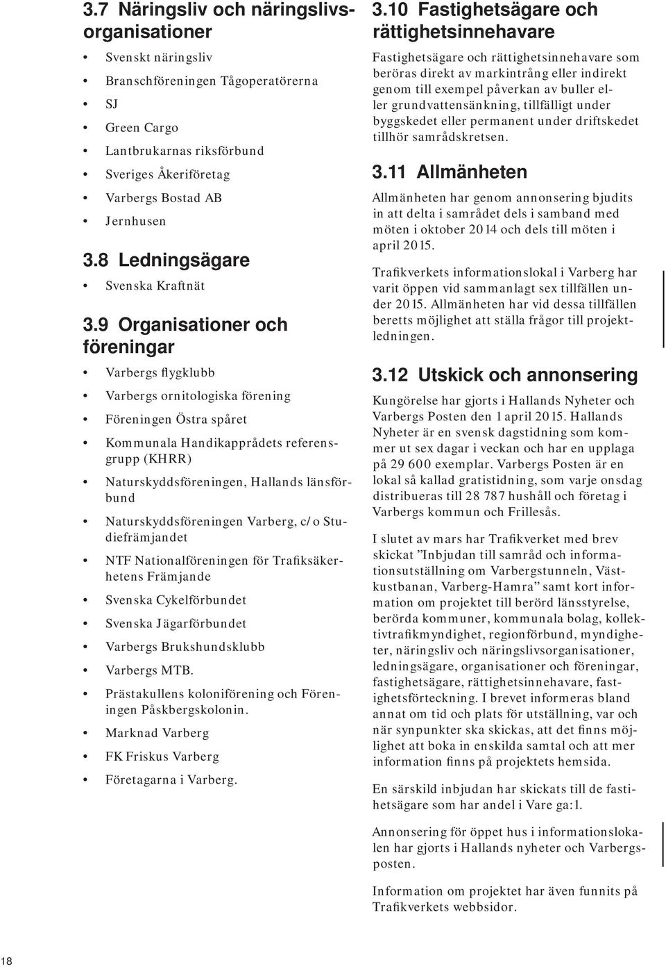 9 Organisationer och föreningar Varbergs flygklubb Varbergs ornitologiska förening Föreningen Östra spåret Kommunala Handikapprådets referensgrupp (KHRR) Naturskyddsföreningen, Hallands länsförbund