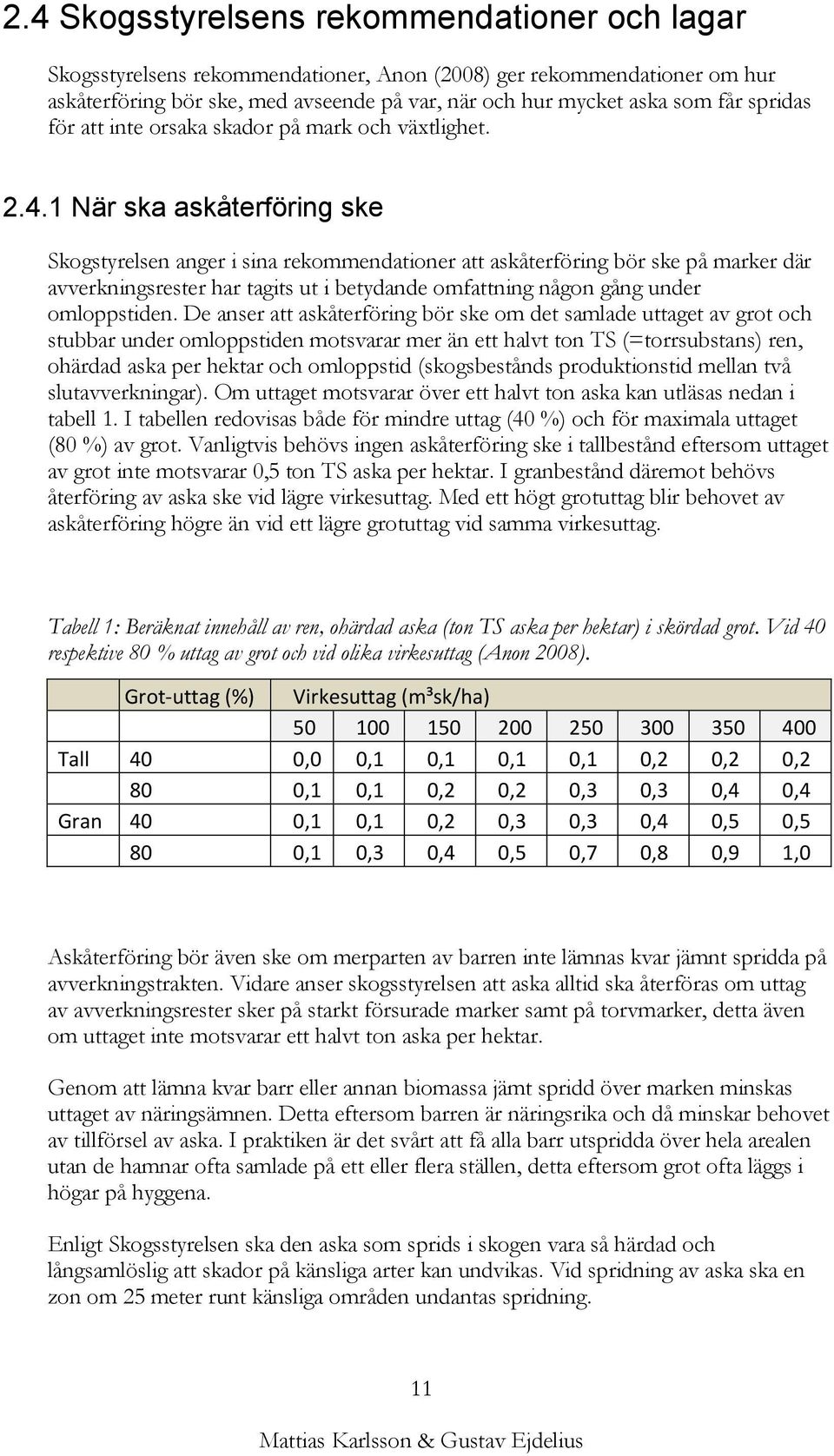 1 När ska askåterföring ske Skogstyrelsen anger i sina rekommendationer att askåterföring bör ske på marker där avverkningsrester har tagits ut i betydande omfattning någon gång under omloppstiden.