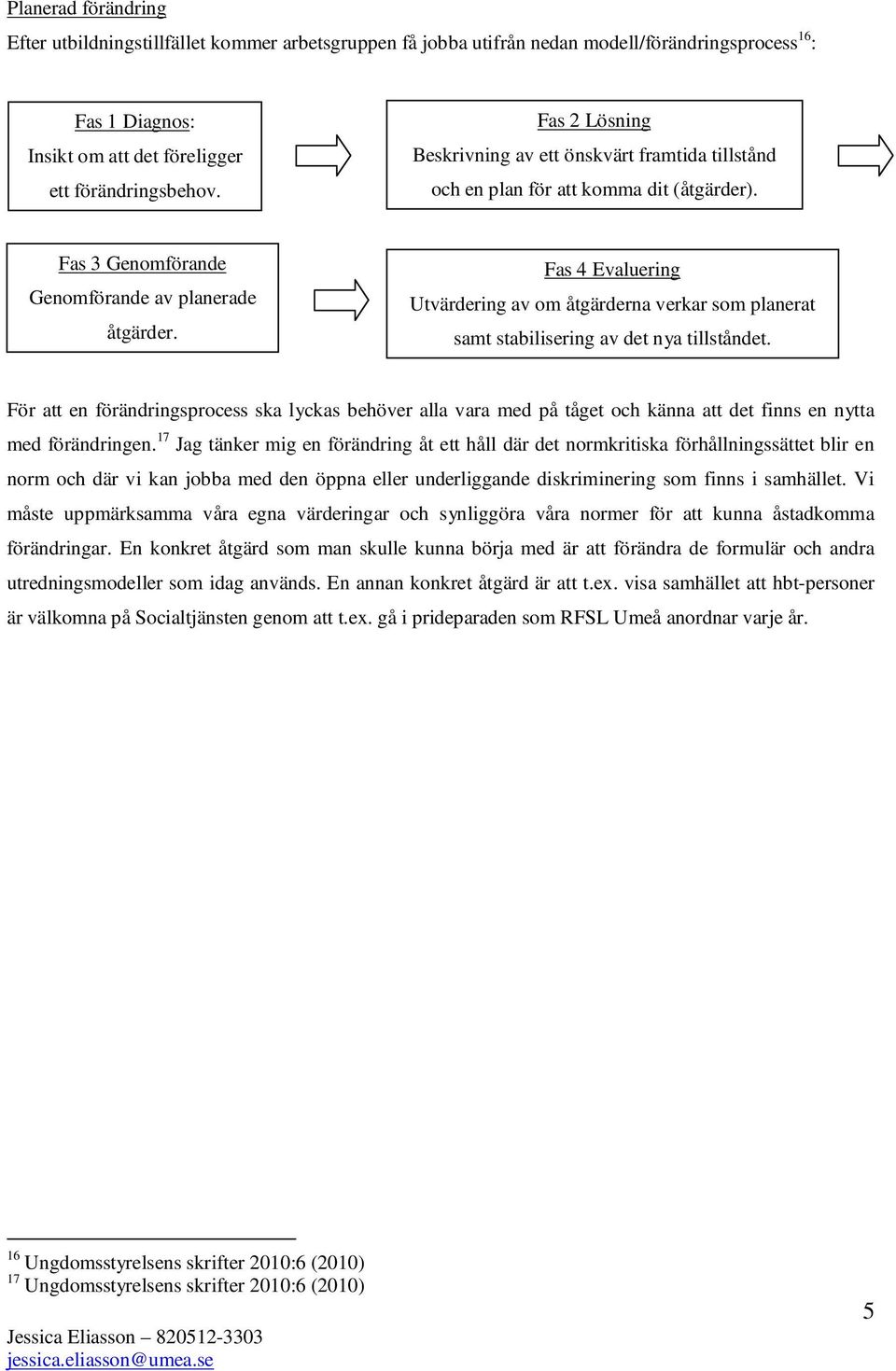 Fas 4 Evaluering Utvärdering av om åtgärderna verkar som planerat samt stabilisering av det nya tillståndet.