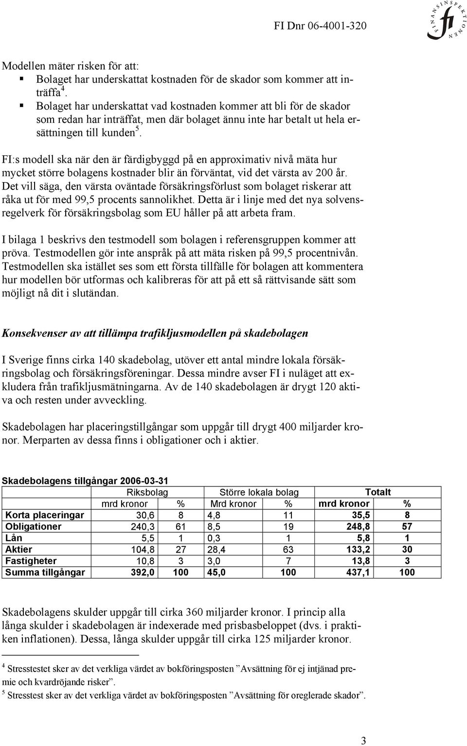 FI:s modell ska när den är färdigbyggd på en approximativ nivå mäta hur mycket större bolagens kostnader blir än förväntat, vid det värsta av 00 år.