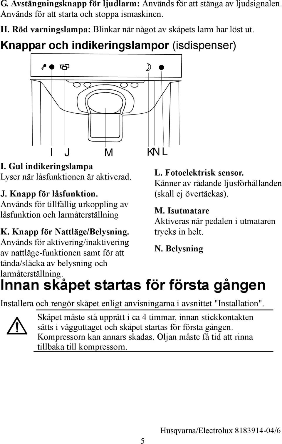 Används för tillfällig urkoppling av låsfunktion och larmåterställning K. Knapp för Nattläge/Belysning.