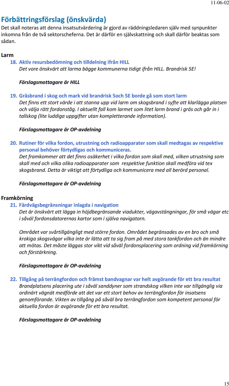 Brandrisk 5E! Förslagsmottagare är HILL 11-06-02 19.