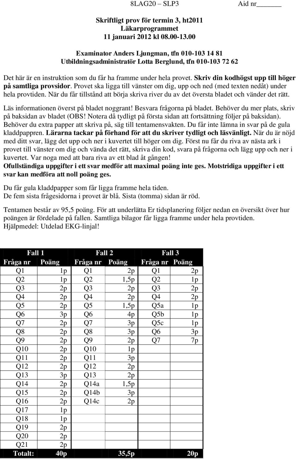 Skriv din kodhögst upp till höger på samtliga provsidor. Provet ska ligga till vänster om dig, upp och ned (med texten nedåt) under hela provtiden.