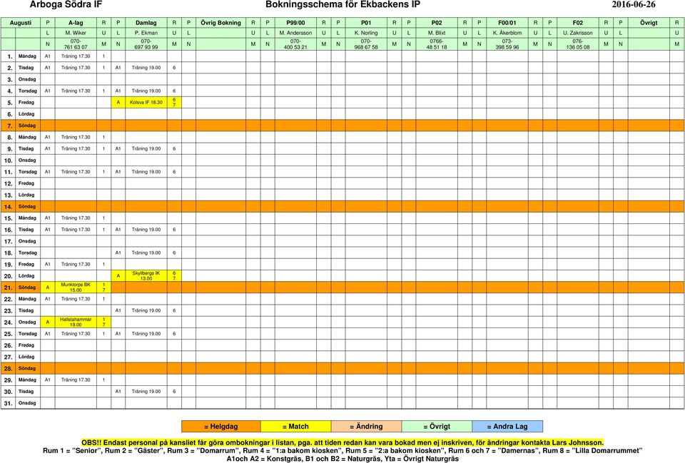 0 A Träning 9.00. Fredag A Kolsva IF 8.0. Lördag. Söndag 8. åndag A Träning.0 9. Tisdag A Träning.0 A Träning 9.00 0. Onsdag. Torsdag A Träning.0 A Träning 9.00. Fredag. Lördag 4. Söndag. åndag A Träning.0. Tisdag A Träning.0 A Träning 9.00. Onsdag 8.
