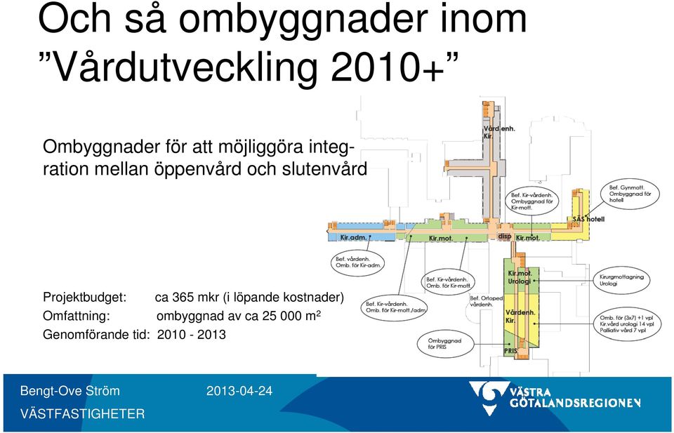 slutenvård Projektbudget: ca 365 mkr (i löpande kostnader)