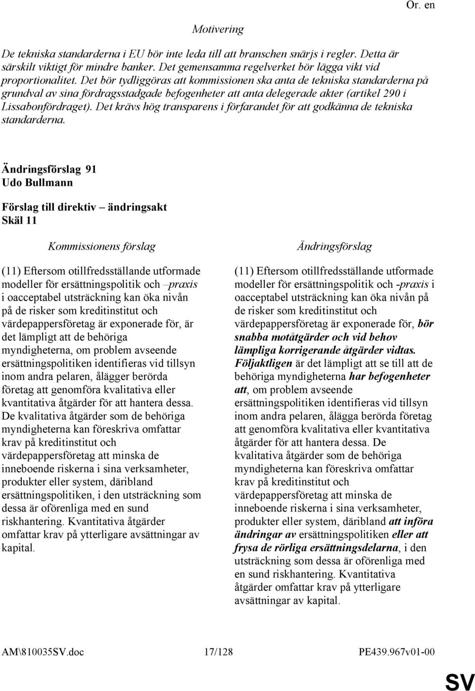 Det krävs hög transparens i förfarandet för att godkänna de tekniska standarderna.