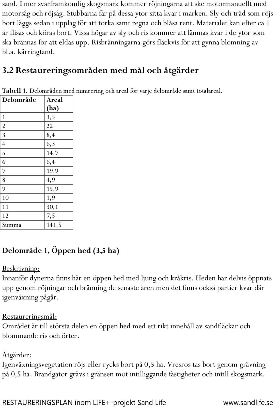 Vissa högar av sly och ris kommer att lämnas kvar i de ytor som ska brännas för att eldas upp. Risbränningarna görs fläckvis för att gynna blomning av bl.a. kärringtand. 3.