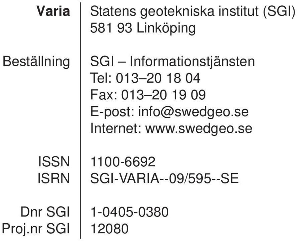 Informationstjänsten Tel: 013 20 18 04 Fax: 013 20 19 09 E-post: