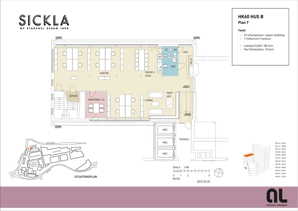 KONTOR PENTRY/ PAUS M K/F RWC HG-EL +33.10 SERVER KONFERENS 4P LOUNGE öppen spis +33.33 STPR.