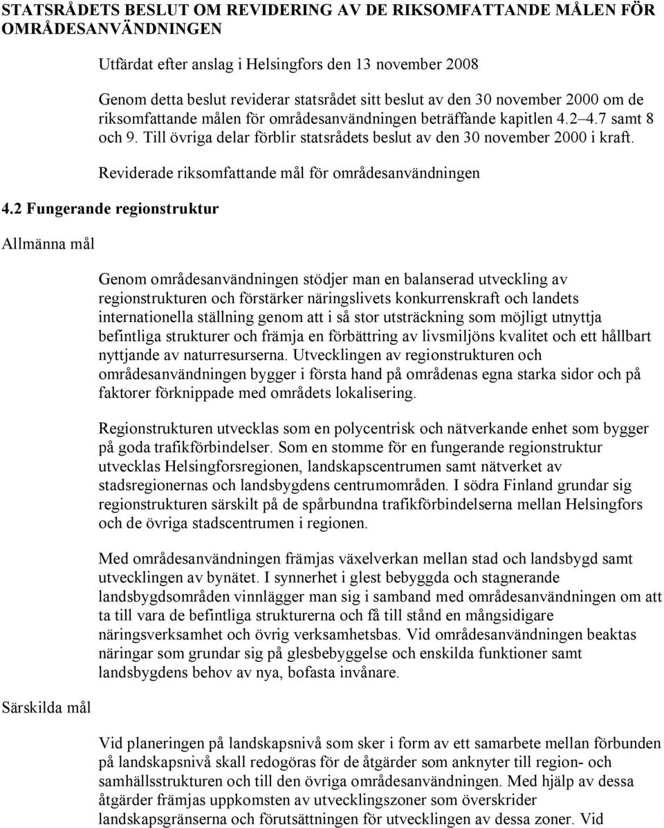Reviderade riksomfattande mål för områdesanvändningen 4.