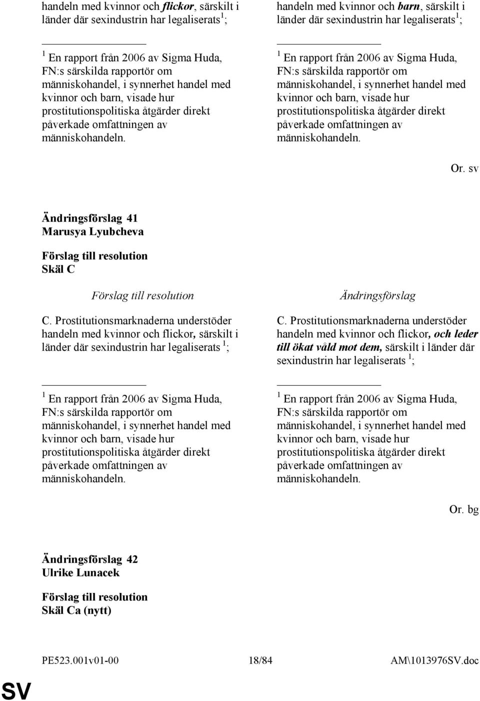 handeln med kvinnor och barn, särskilt i länder där sexindustrin har legaliserats 1 ; 1 En rapport från 2006 av Sigma Huda, FN:s särskilda rapportör om människohandel, i synnerhet handel med  Or.