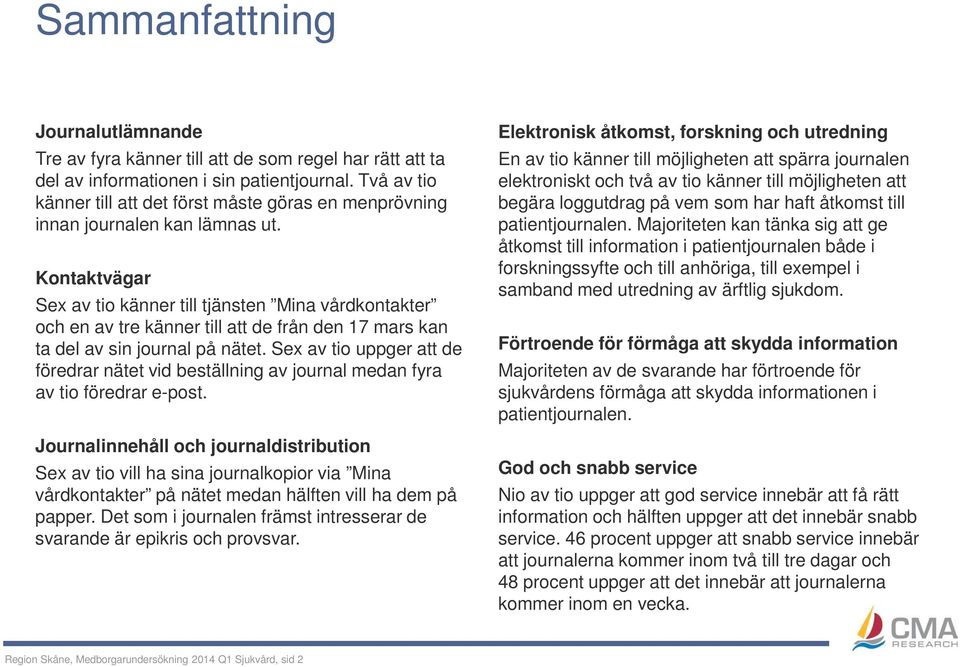 Kontaktvägar Sex av tio känner till tjänsten Mina vårdkontakter och en av tre känner till att de från den 17 mars kan ta del av sin journal på nätet.