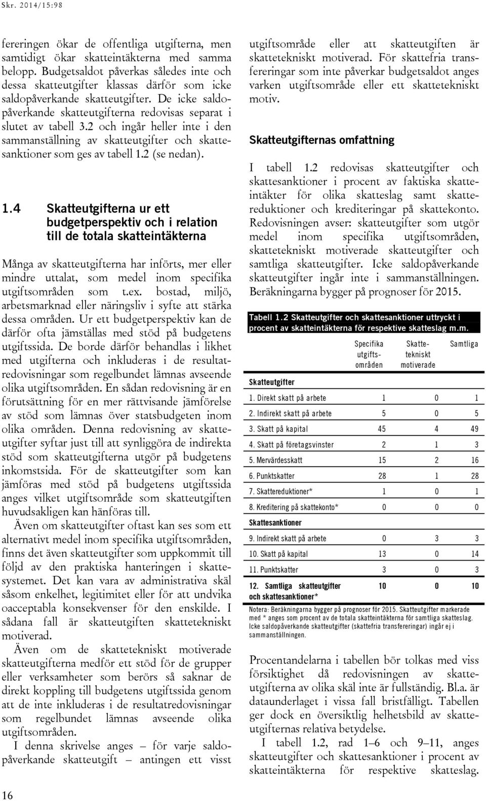 2 och ingår heller inte i den sammanställning av skatteutgifter och skattesanktioner som ges av tabell 1.