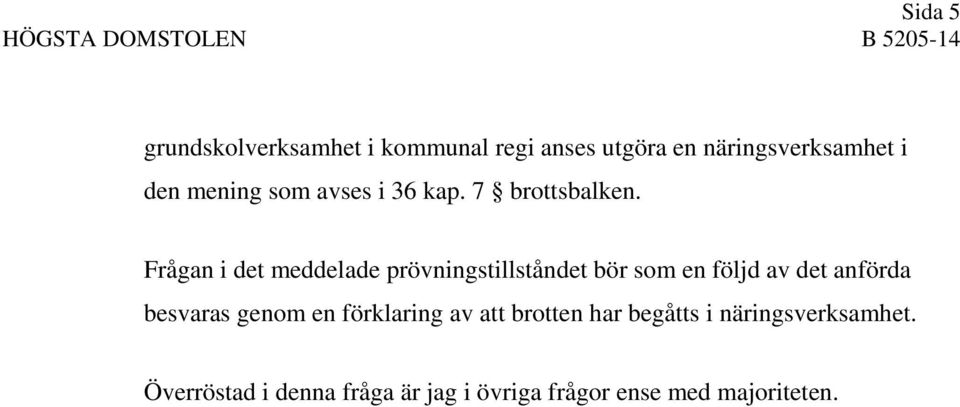 Frågan i det meddelade prövningstillståndet bör som en följd av det anförda besvaras