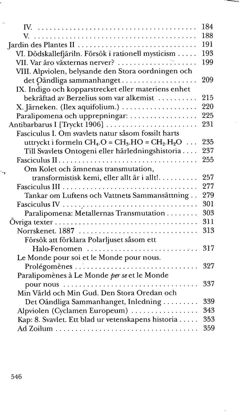 (Ilex aquifolium.) 220 Paralipomena och upprepningar: 225 Antibarbarus I [Tryckt 1906] 231 Fasciculus I. Om svavlets natur såsom fossilt harts uttryckt i formeln CH 4.0 = CH s.ho = CH 2.H 20.