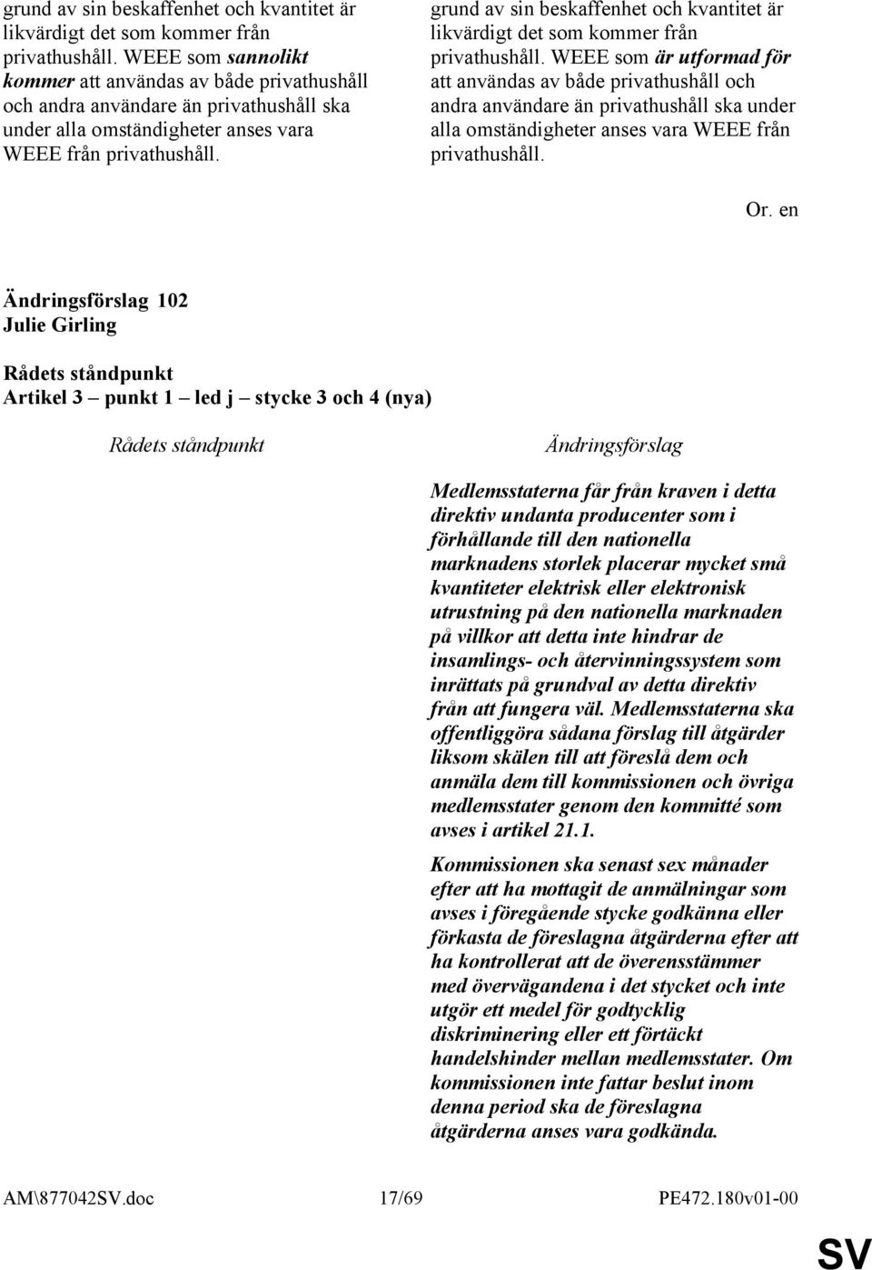 WEEE som är utformad för att användas av både privathushåll och andra användare än privathushåll ska under alla omständigheter anses vara WEEE från privathushåll.