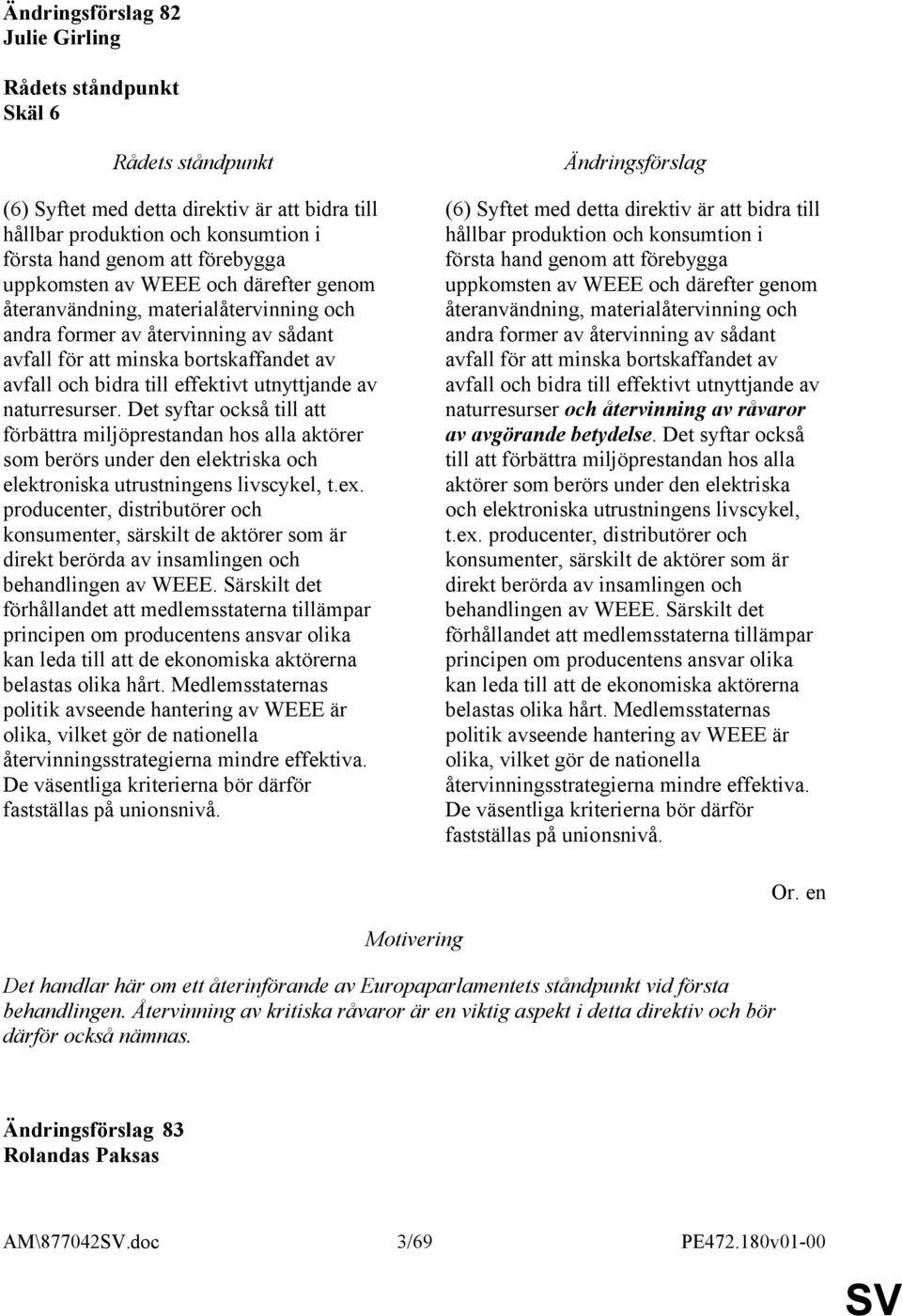 Det syftar också till att förbättra miljöprestandan hos alla aktörer som berörs under den elektriska och elektroniska utrustningens livscykel, t.ex.