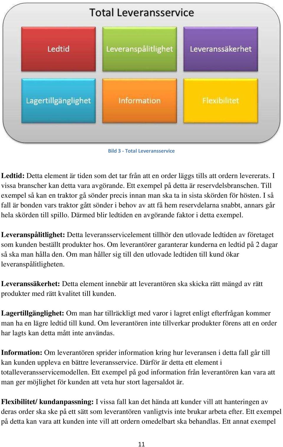 I så fall är bonden vars traktor gått sönder i behov av att få hem reservdelarna snabbt, annars går hela skörden till spillo. Därmed blir ledtiden en avgörande faktor i detta exempel.
