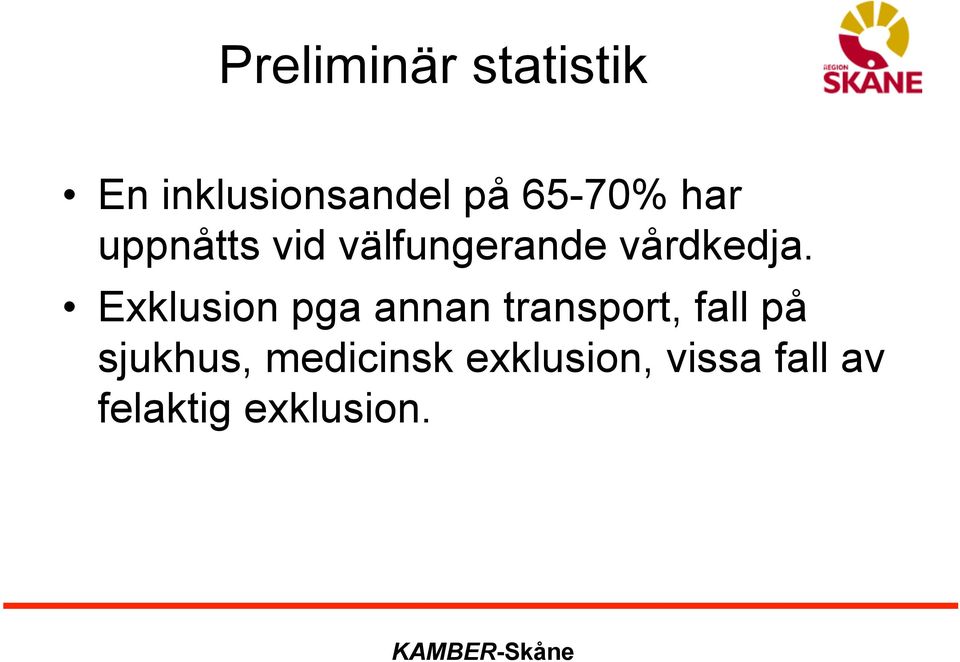 Exklusion pga annan transport, fall på sjukhus,