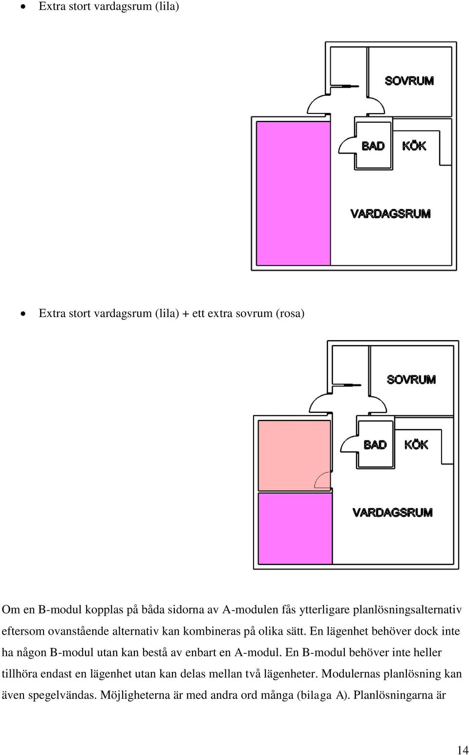 En lägenhet behöver dock inte ha någon B-modul utan kan bestå av enbart en A-modul.