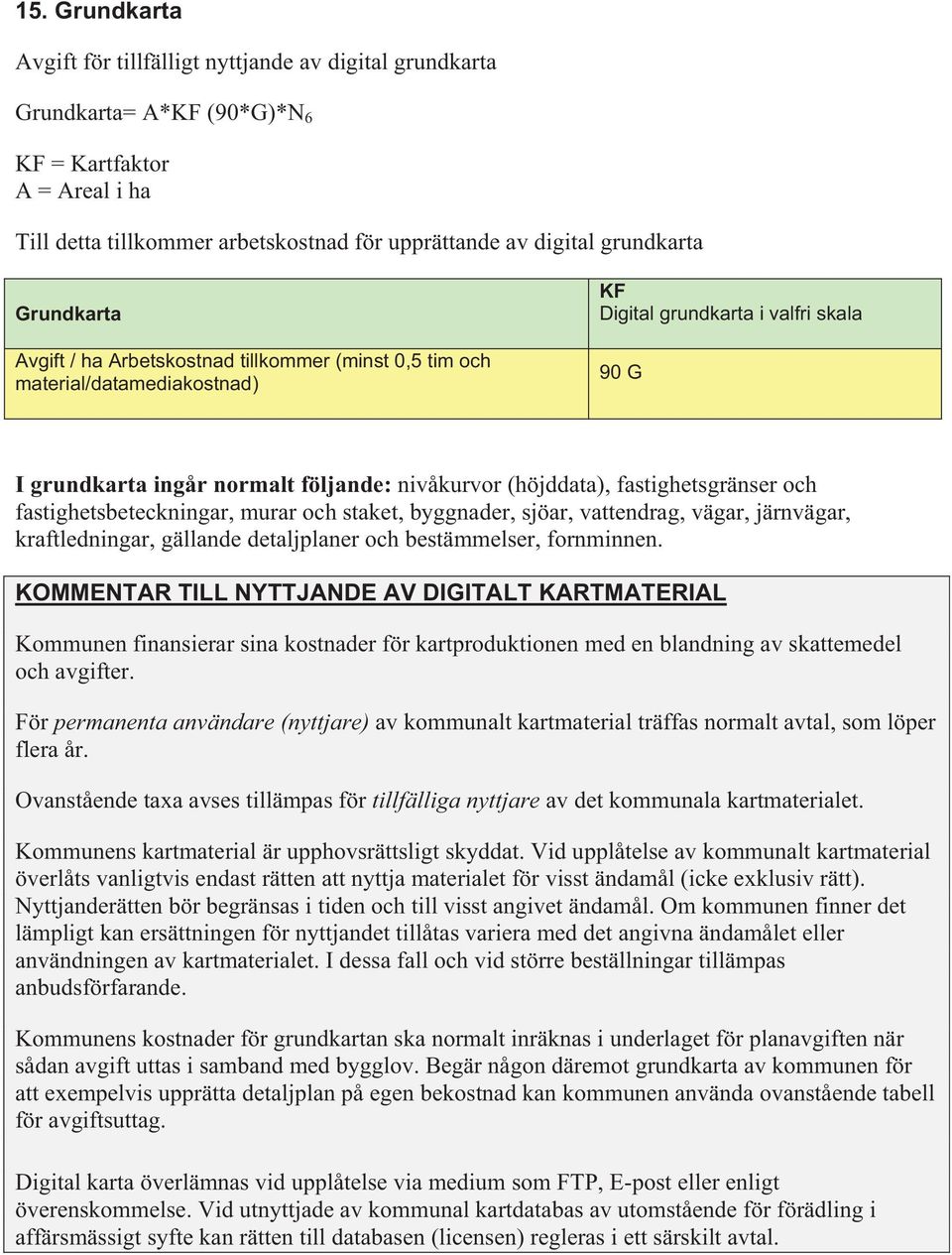 (höjddata), fastighetsgränser och fastighetsbeteckningar, murar och staket, byggnader, sjöar, vattendrag, vägar, järnvägar, kraftledningar, gällande detaljplaner och bestämmelser, fornminnen.