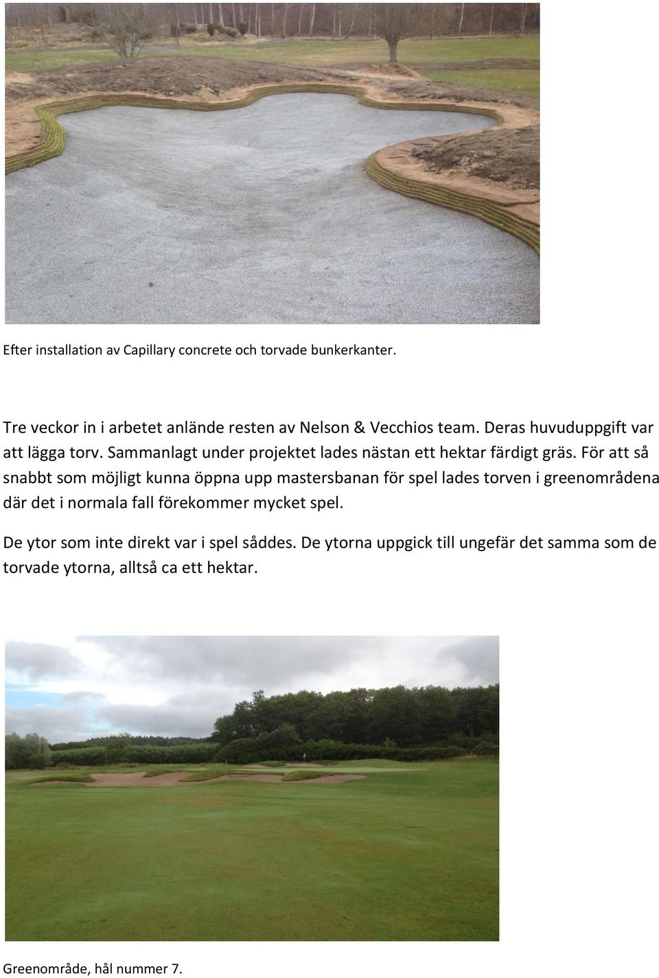 För att så snabbt som möjligt kunna öppna upp mastersbanan för spel lades torven i greenområdena där det i normala fall förekommer