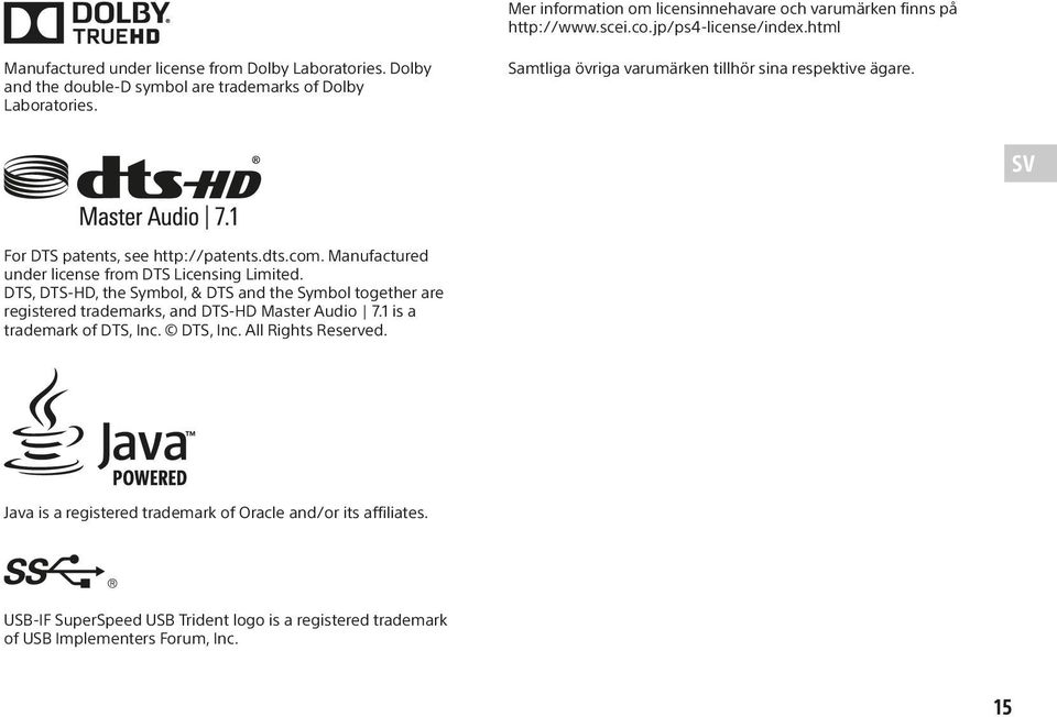 Manufactured under license from DTS Licensing Limited. DTS, DTS-HD, the Symbol, & DTS and the Symbol together are registered trademarks, and DTS-HD Master Audio 7.